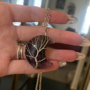 Amethyst Moon with silver wire wrapped Tree of Life